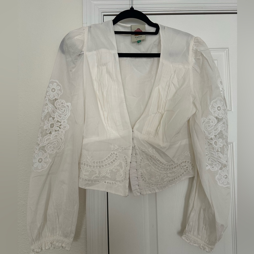 Farm Rio White Lace Blouse size medium